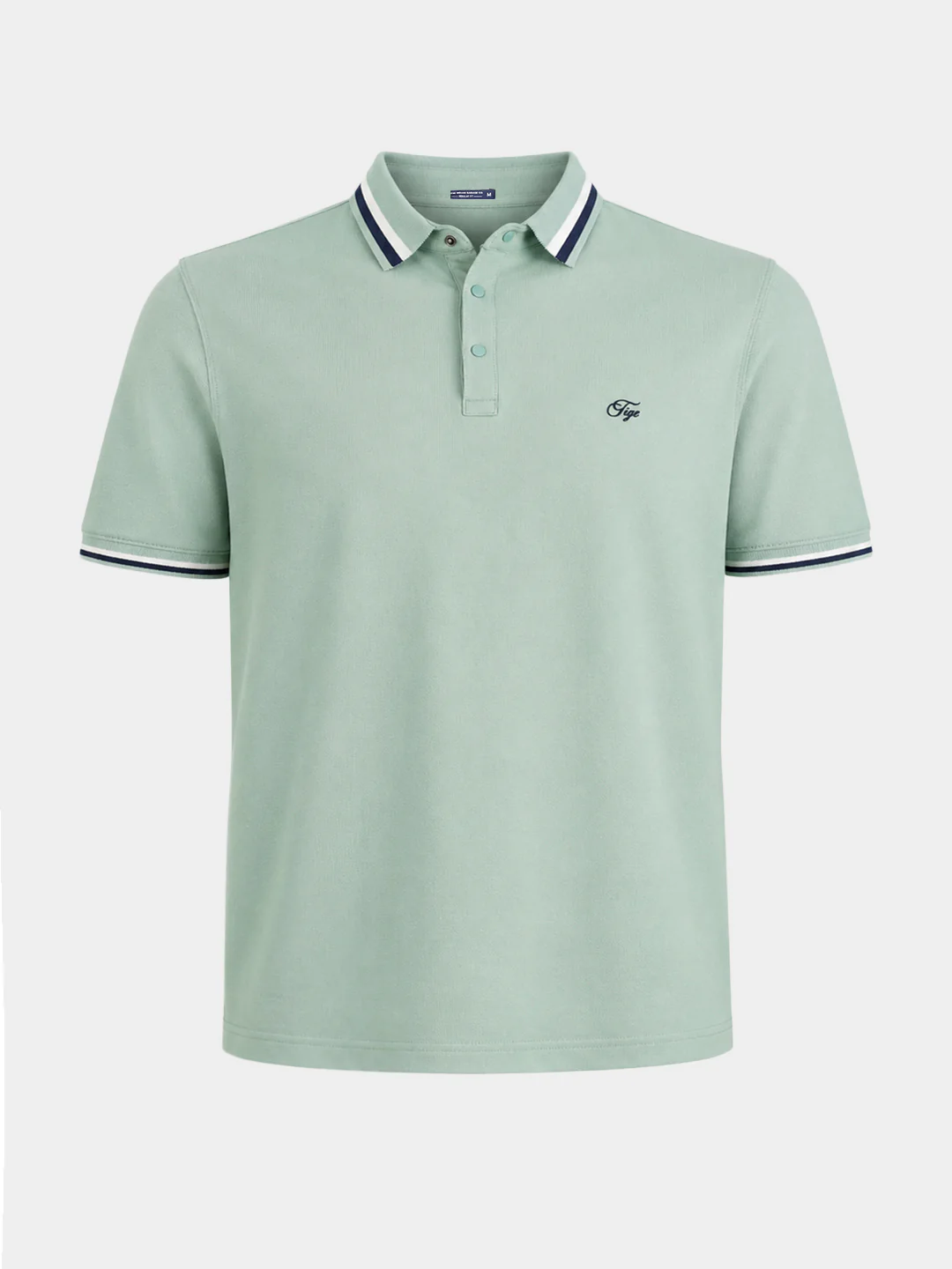 Men's Green Regular Fit Solid Casual Polo T-Shirts - Image 6