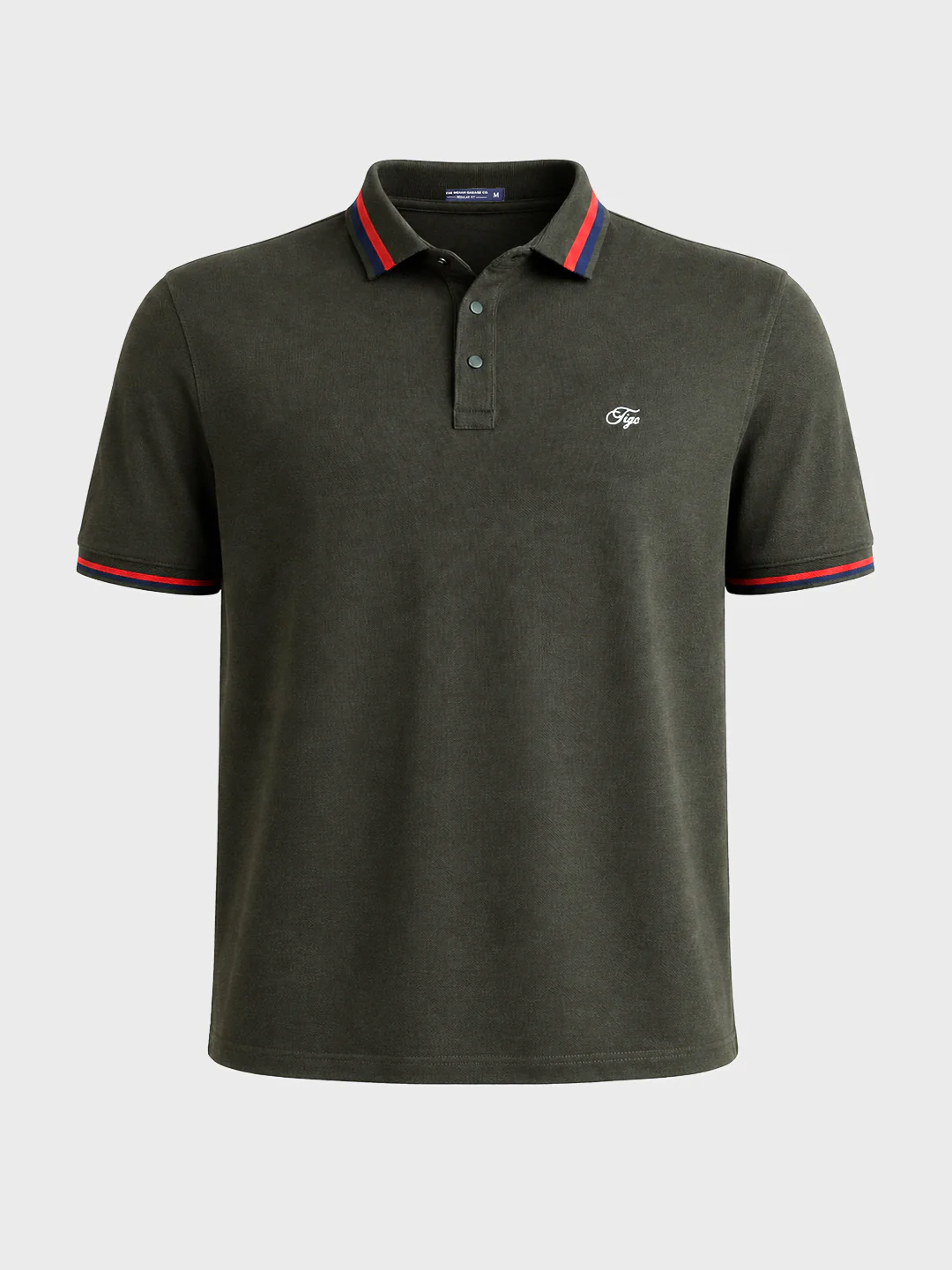 Men's Olive Regular Fit Solid Casual Polo T-Shirts - Image 6