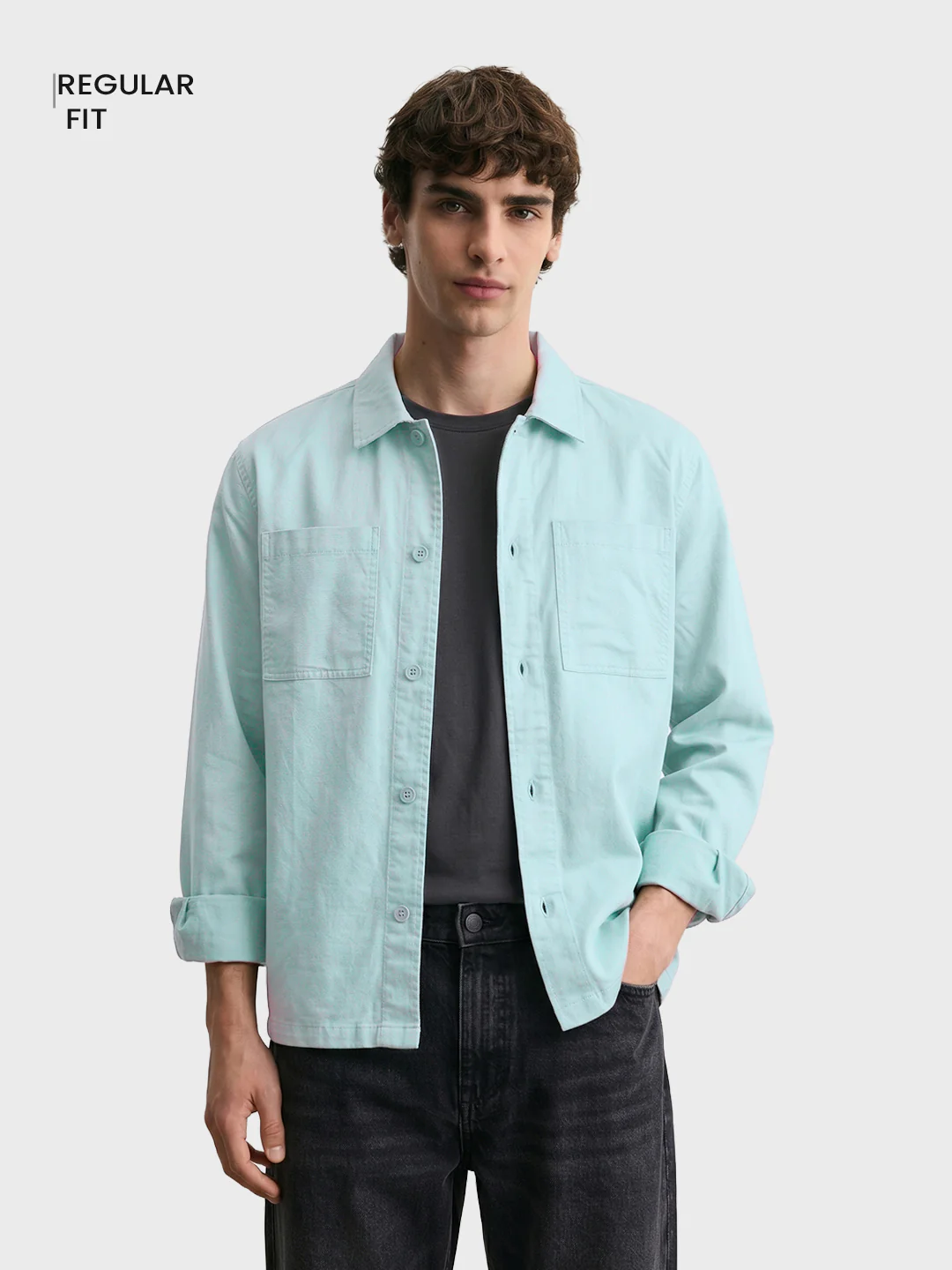 Men's Green Oversized Fit Solid Casual Shirt - Image 2