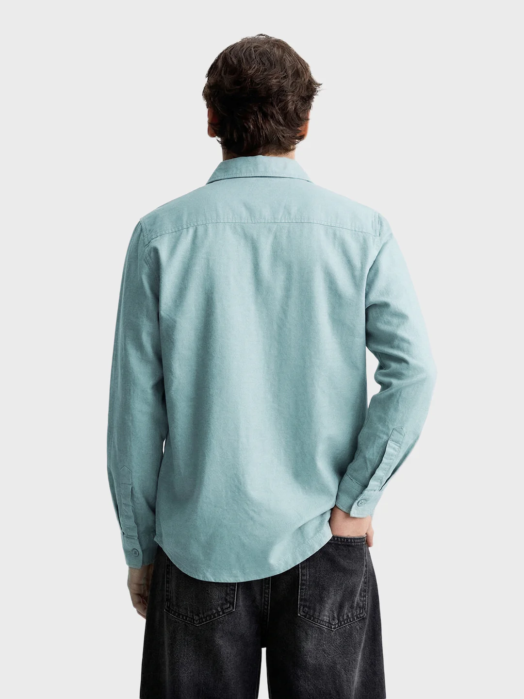 Men's Green Oversized Fit Solid Casual Shirt - Image 5