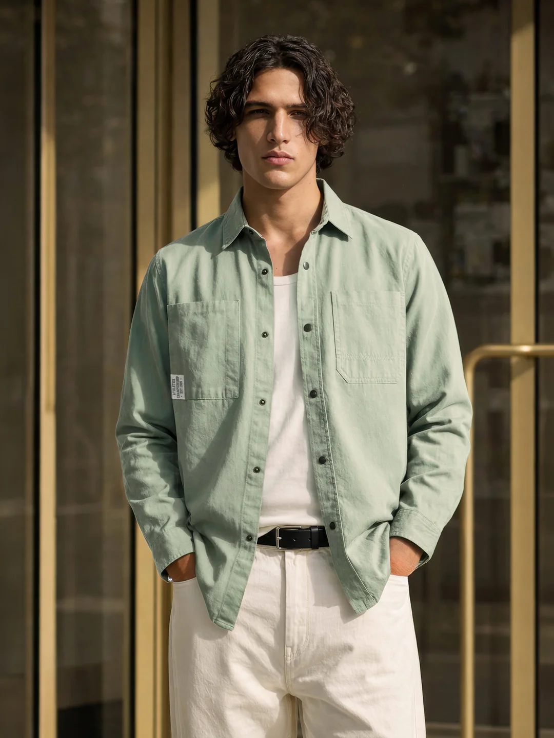 Men's Green Regular Fit Solid Casual Shirt