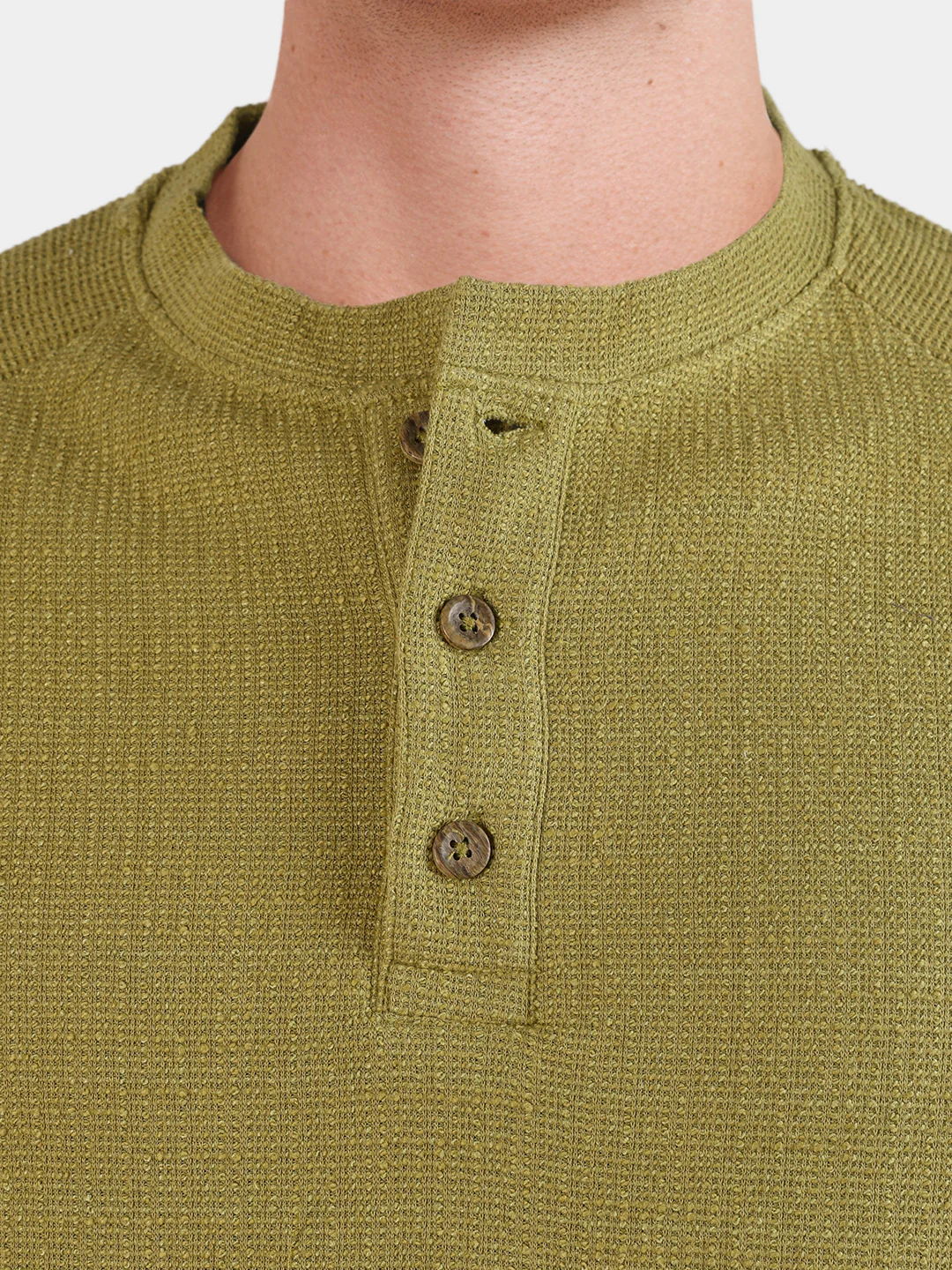 Men's Green Regular Fit Solid Casual T-Shirt - Image 3