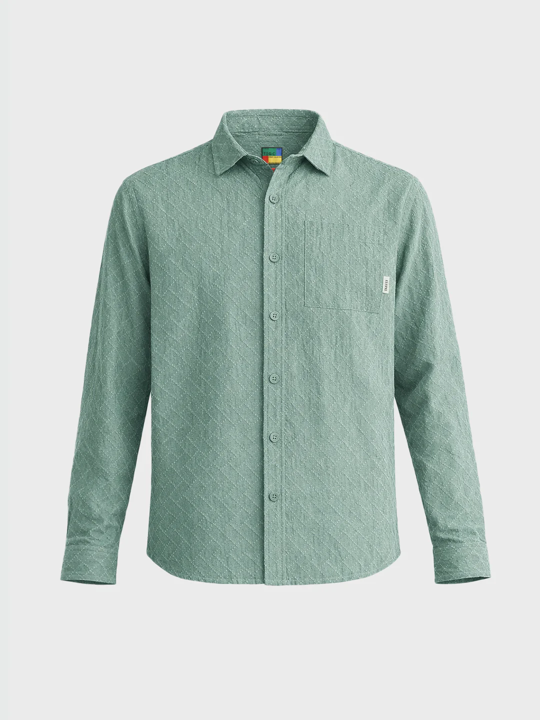 Men's Green Oversized Fit Textured Casual Shirts - Image 6