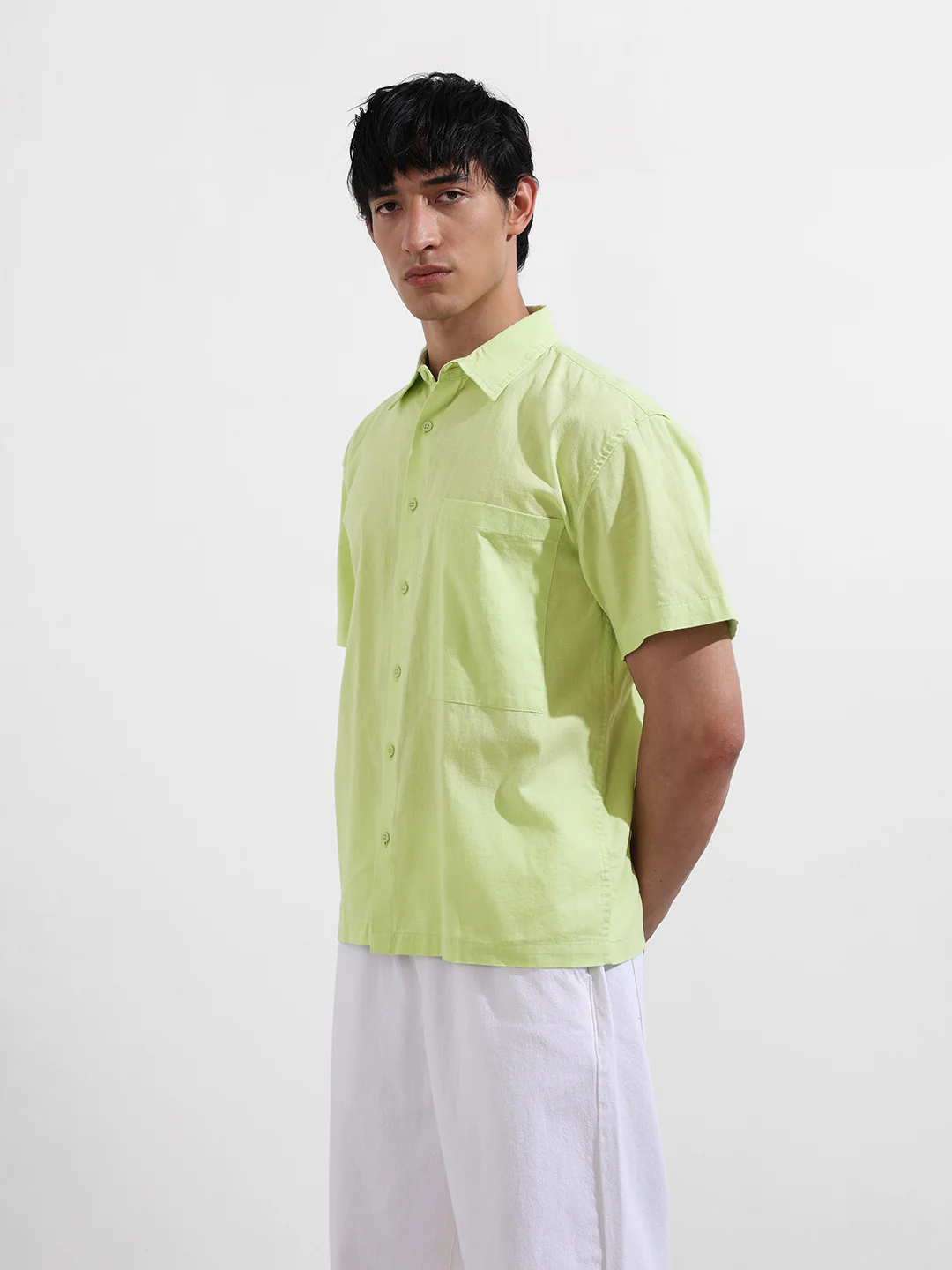 Men's Green Relaxed Fit Casual Shirt - Image 5