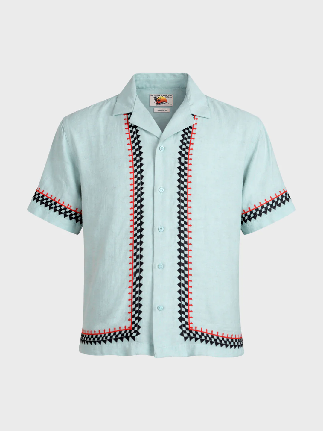 Men's Green Relaxed Fit Embroidered Casual Shirt - Image 6