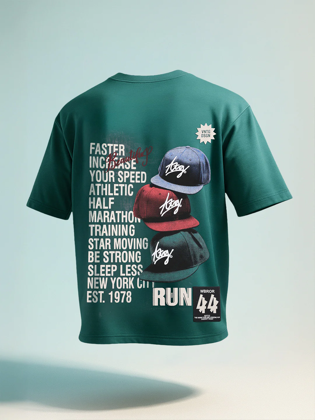 Men's Green Relaxed Fit Embroided 240 GSM Street Wear T-Shirt - Image 9