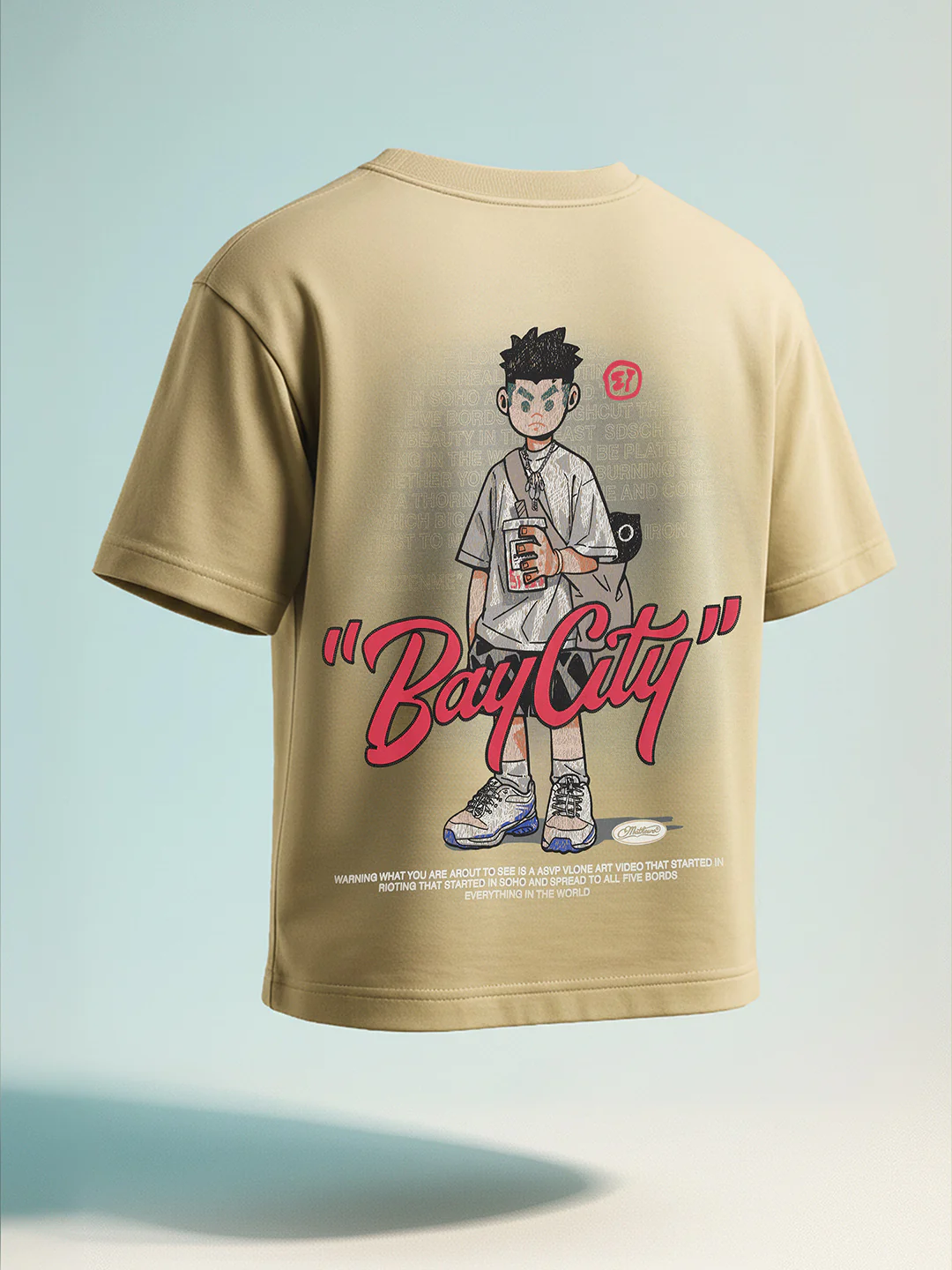 Men's Green Relaxed Fit Embroided 240 GSM Street Wear T-Shirt - Image 7
