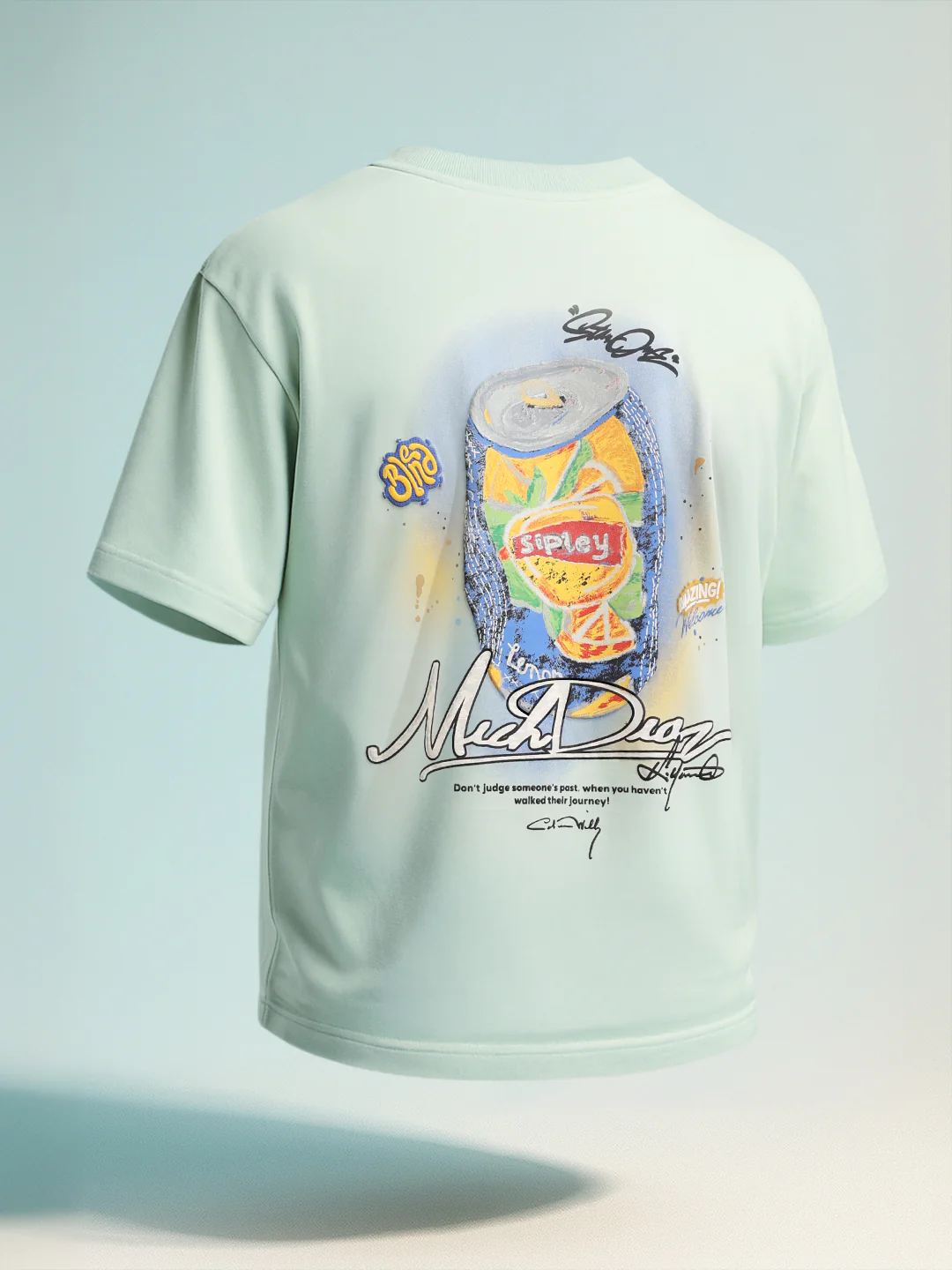 Men's Green Relaxed Fit Embroided 240 GSM Casual T-Shirt - Image 4