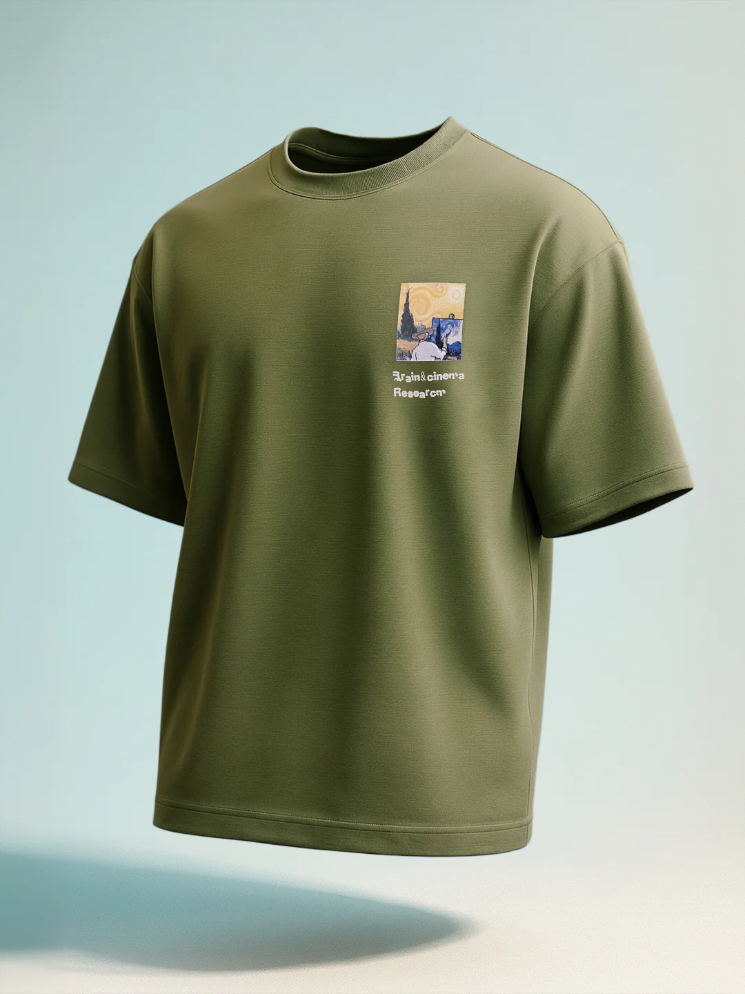 Men's Green Relaxed Fit Embroided 240 GSM Casual T-Shirt - Image 10