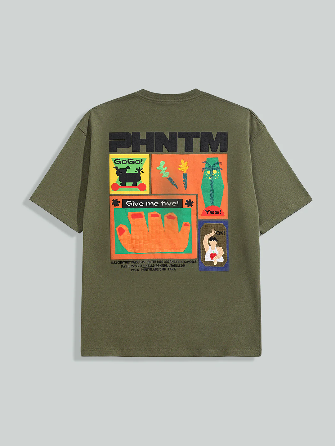 Men's Green Relaxed Fit Embroided 240 GSM Casual T-Shirt - Image 5