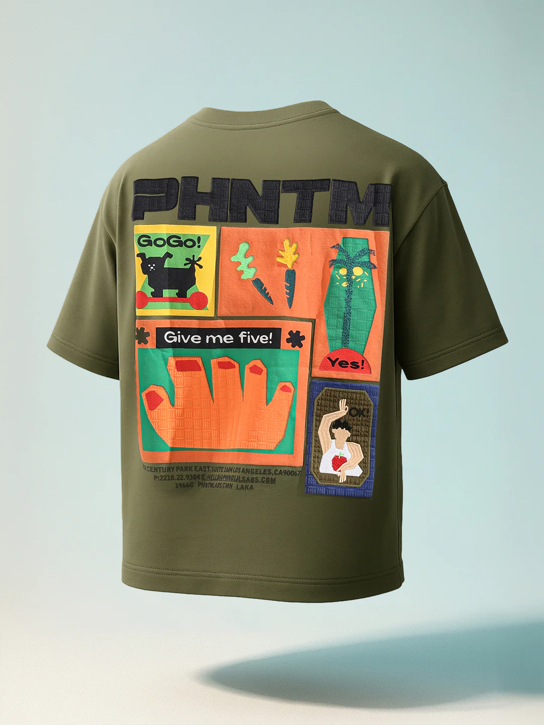 Men's Green Relaxed Fit Embroided 240 GSM Casual T-Shirt - Image 9