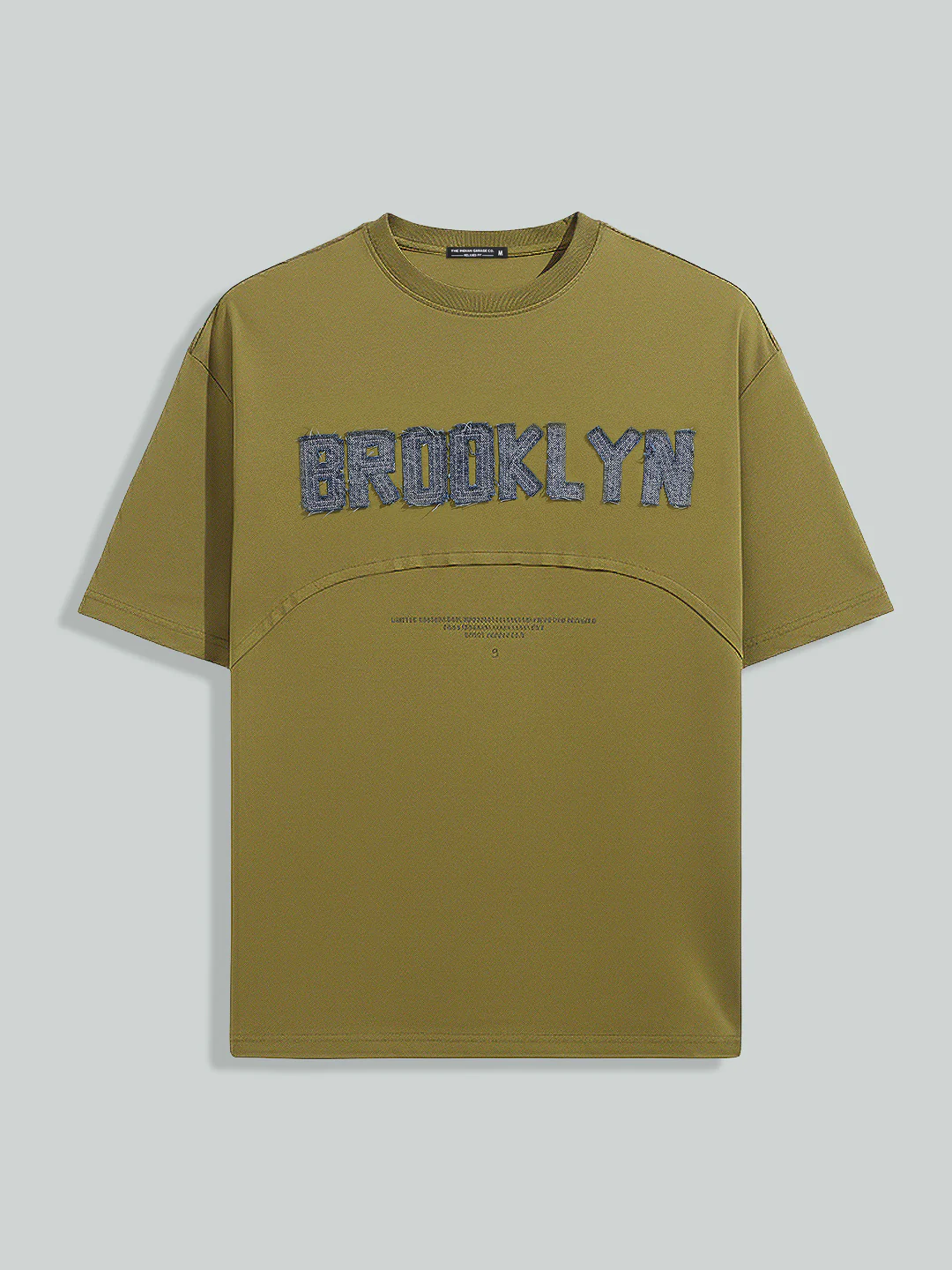 Men's Green Relaxed Fit Embroided 240 GSM Casual T-Shirt - Image 3