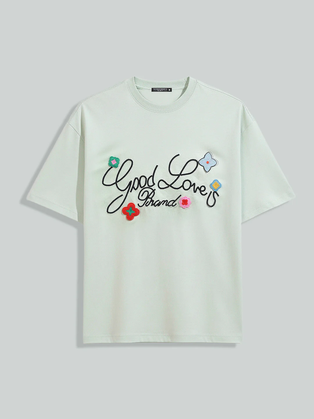 Men's Green Relaxed Fit Embroided 240 GSM Resort Wear T-Shirt - Image 3