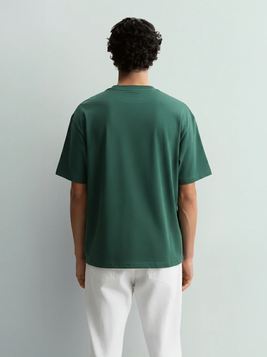 Men's Green Relaxed Fit Embroided 240 GSM Resort Wear T-Shirt - Image 2