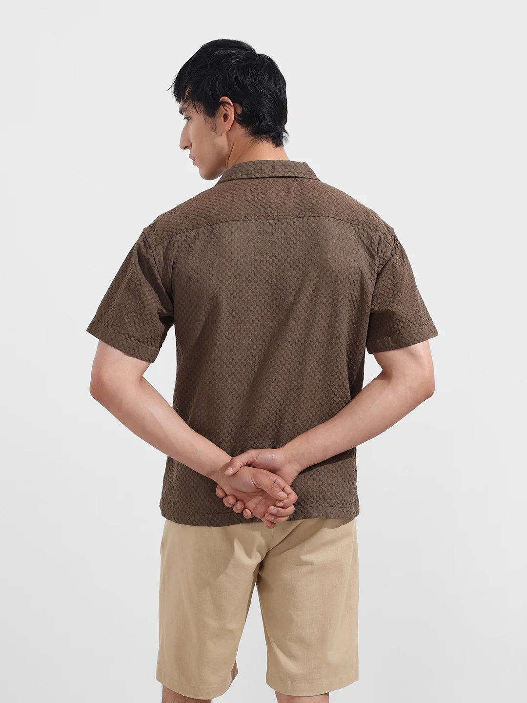 Men's Green Relaxed Fit Geometric Print Resort Wear Shirt - Image 6