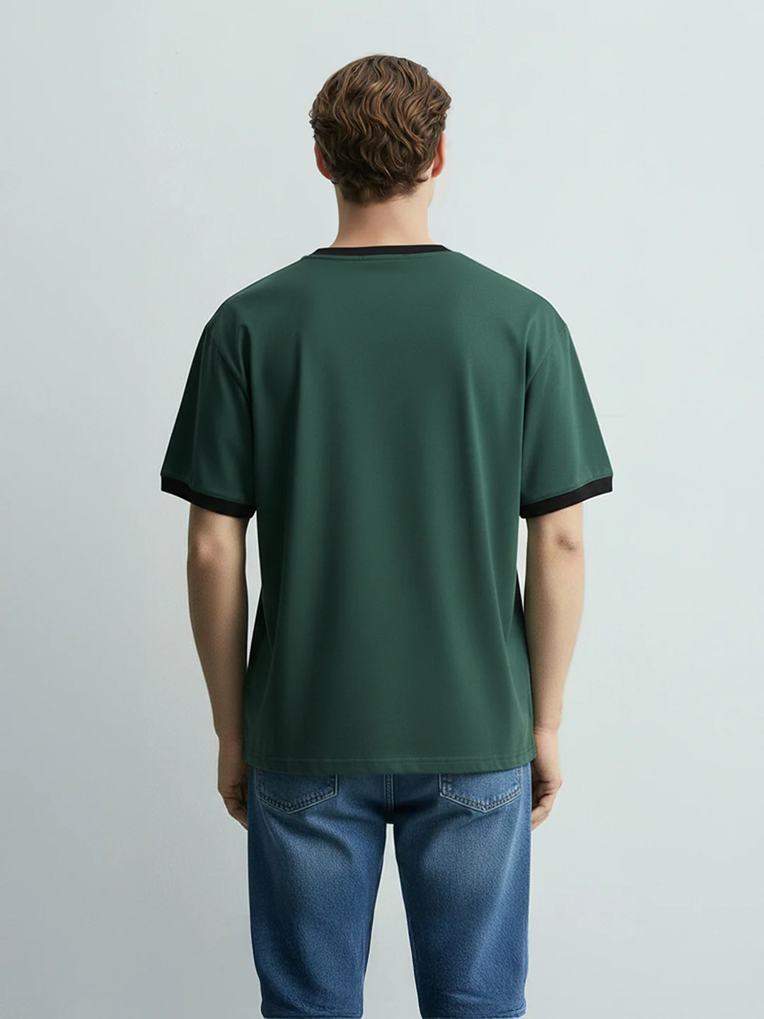 Men's Green Relaxed Fit Graphic Printed 240 GSM Sport Wear T-Shirt - Image 2
