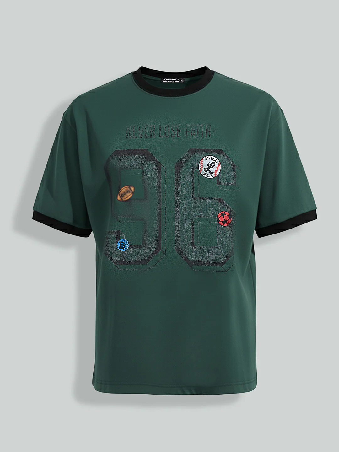 Men's Green Relaxed Fit Graphic Printed 240 GSM Sport Wear T-Shirt - Image 7