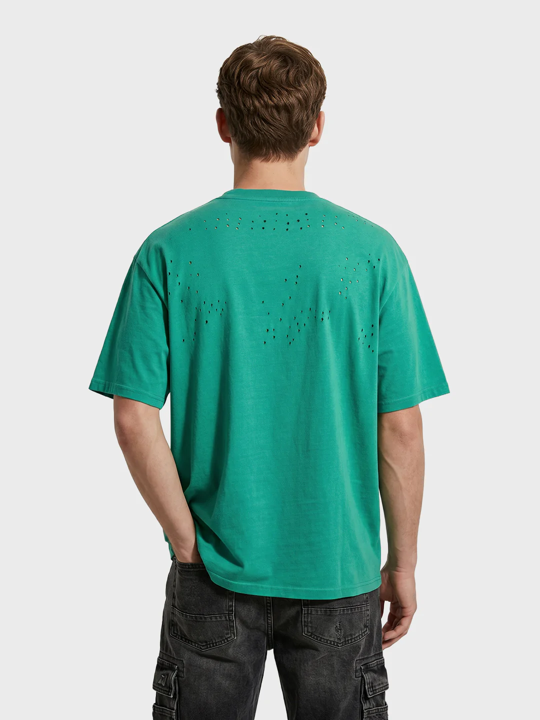Men's Green Relaxed Fit Graphic Printed 240 GSM Street Wear T-Shirt - Image 5
