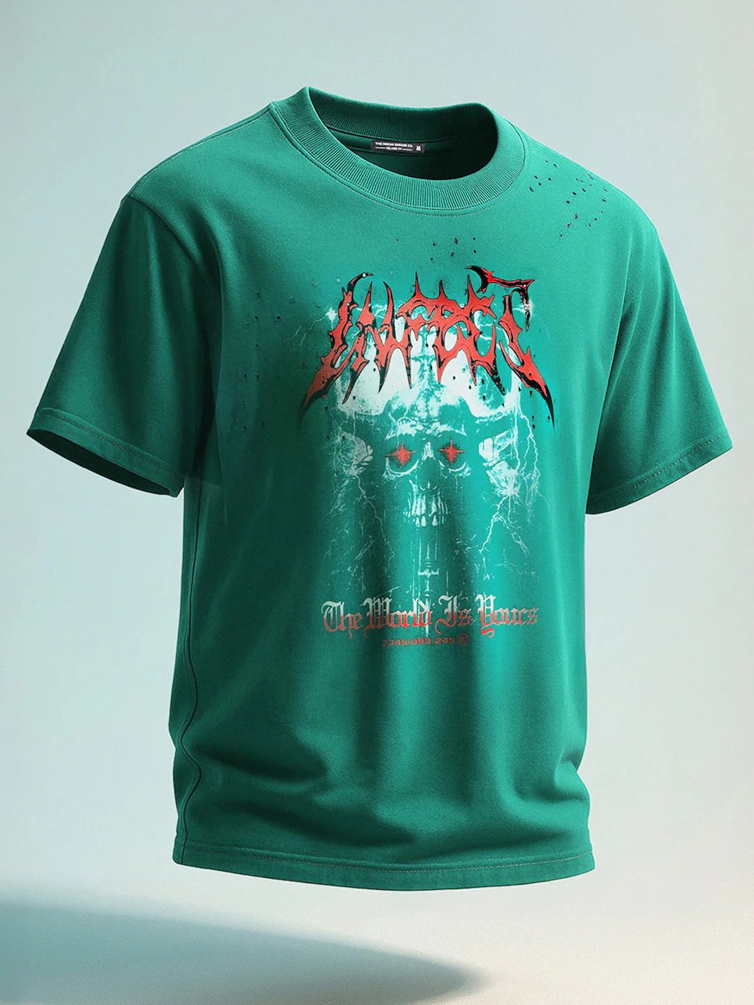 Men's Green Relaxed Fit Graphic Printed 240 GSM Street Wear T-Shirt - Image 6