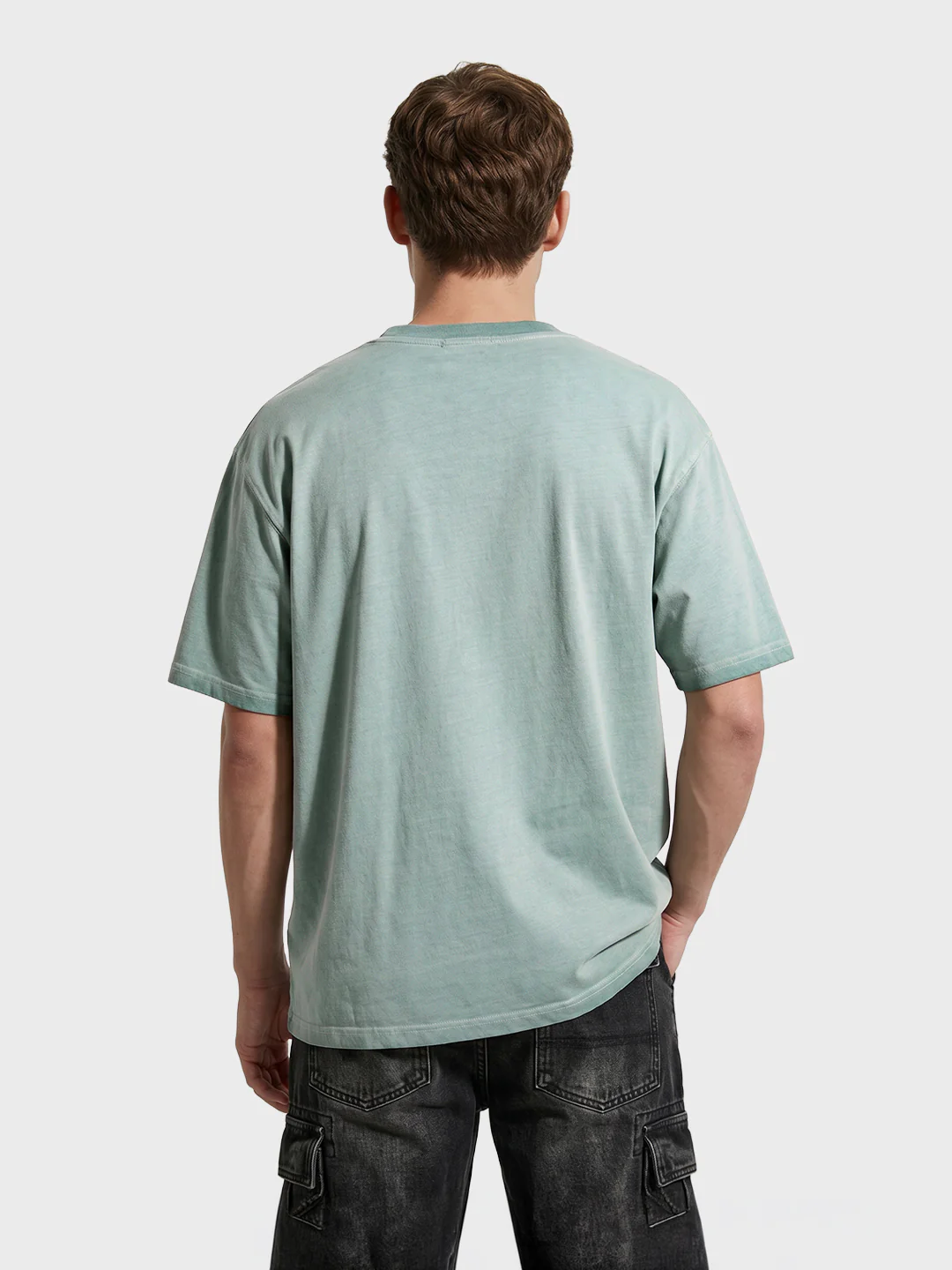 Men's Green Relaxed Fit Graphic Printed 240 GSM Street Wear T-Shirt - Image 5