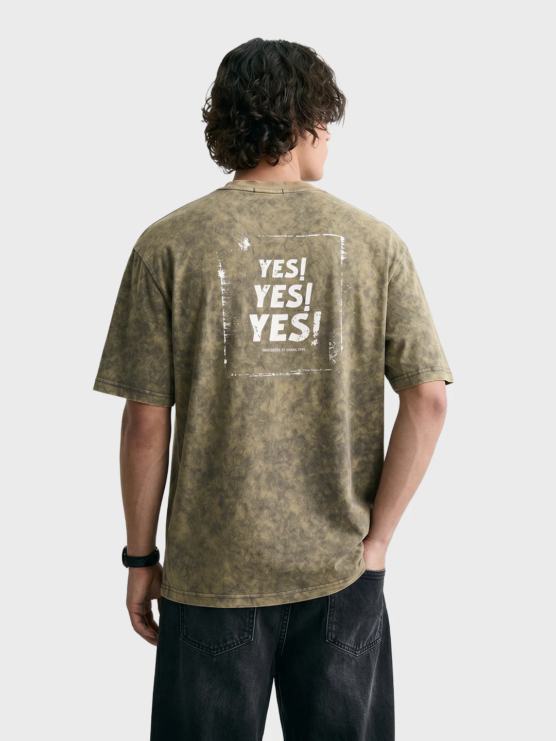Men's Green Relaxed Fit Graphic Printed 240 GSM Street Wear T-Shirt - Image 5