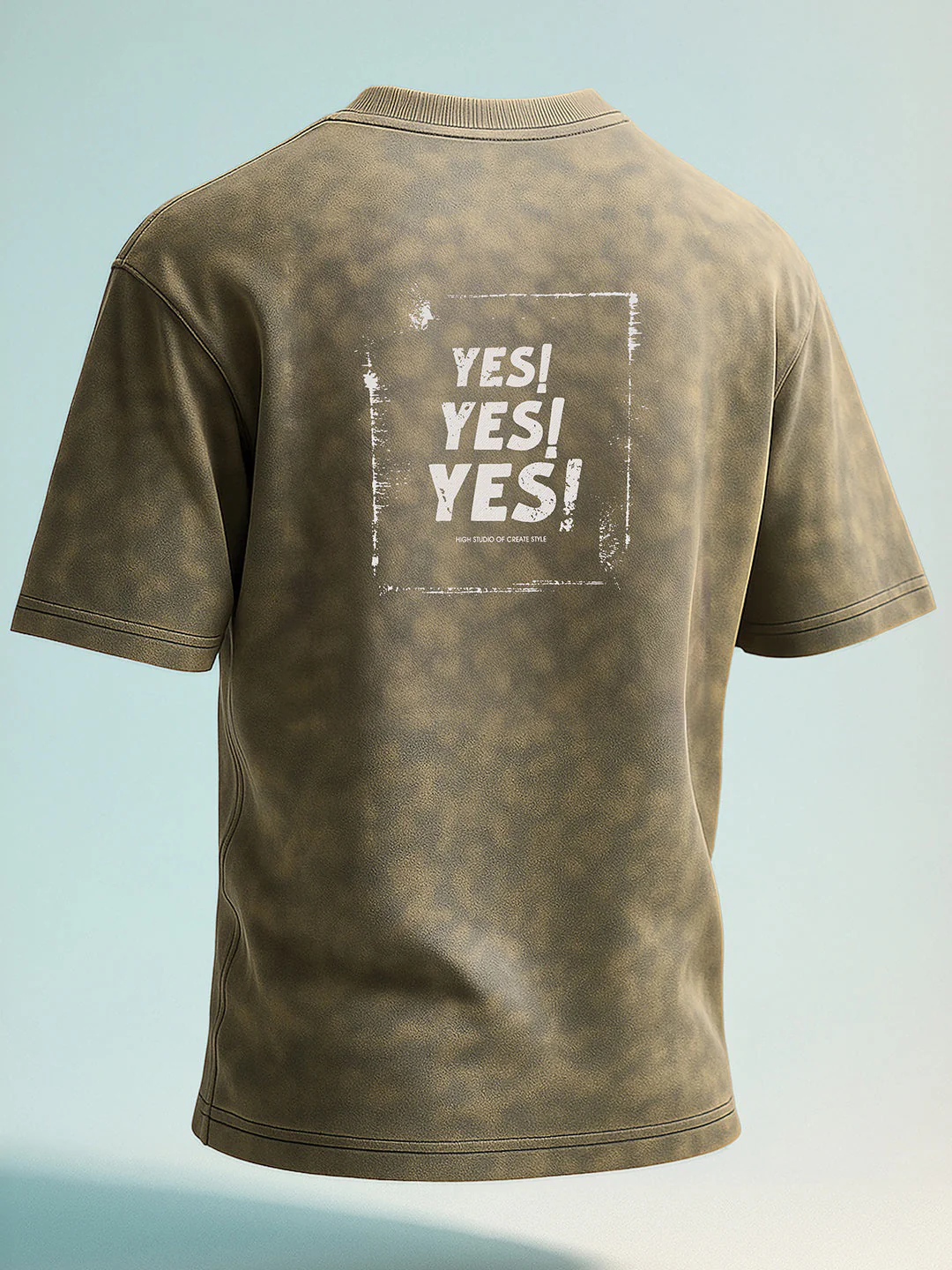 Men's Green Relaxed Fit Graphic Printed 240 GSM Street Wear T-Shirt - Image 7