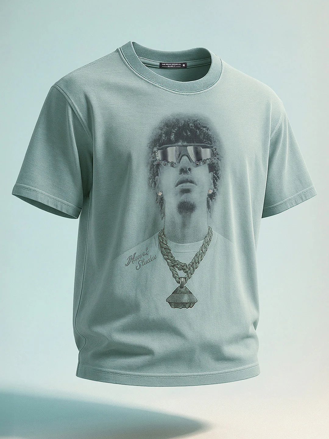 Men's Green Relaxed Fit Graphic Printed 240 GSM Street Wear T-Shirt - Image 6