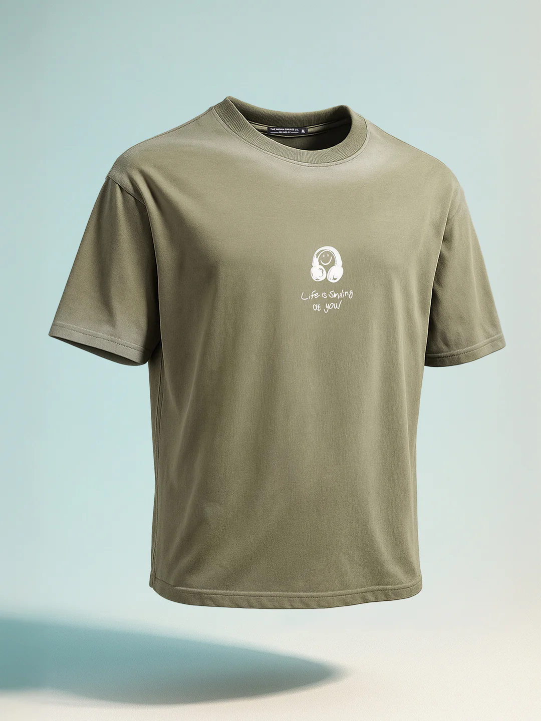Men's Green Relaxed Fit Graphic Printed 240 GSM Street Wear T-Shirt - Image 6