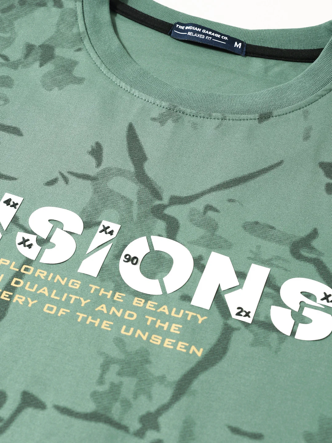 Men's Green Relaxed Fit Printed Casual T-Shirts - Image 3