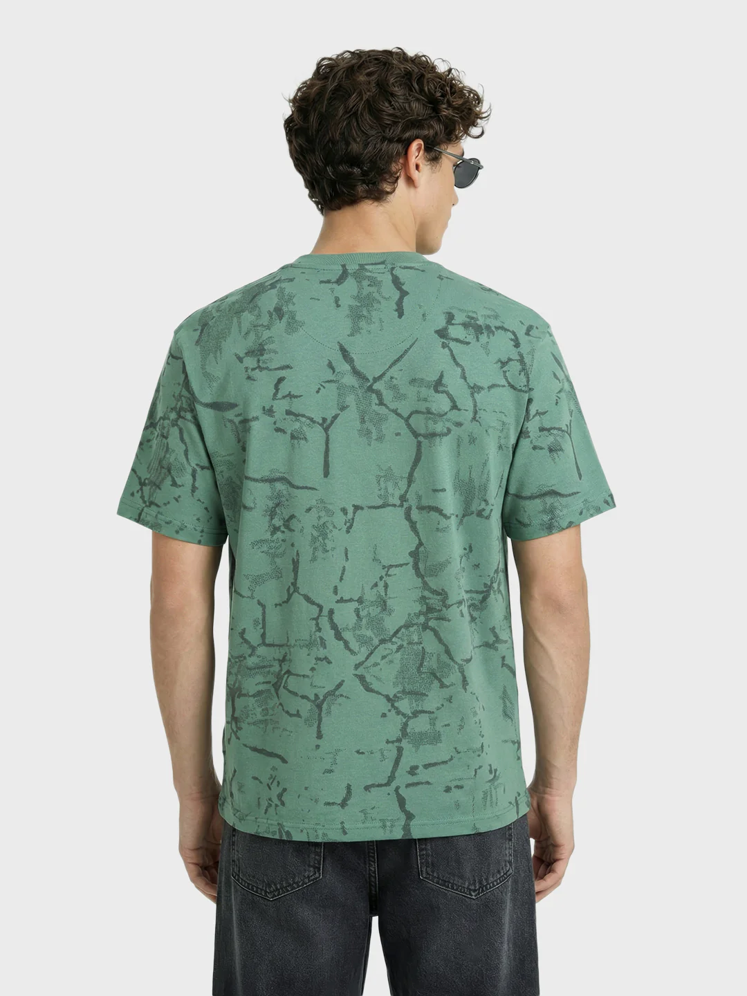 Men's Green Relaxed Fit Printed Casual T-Shirts - Image 4