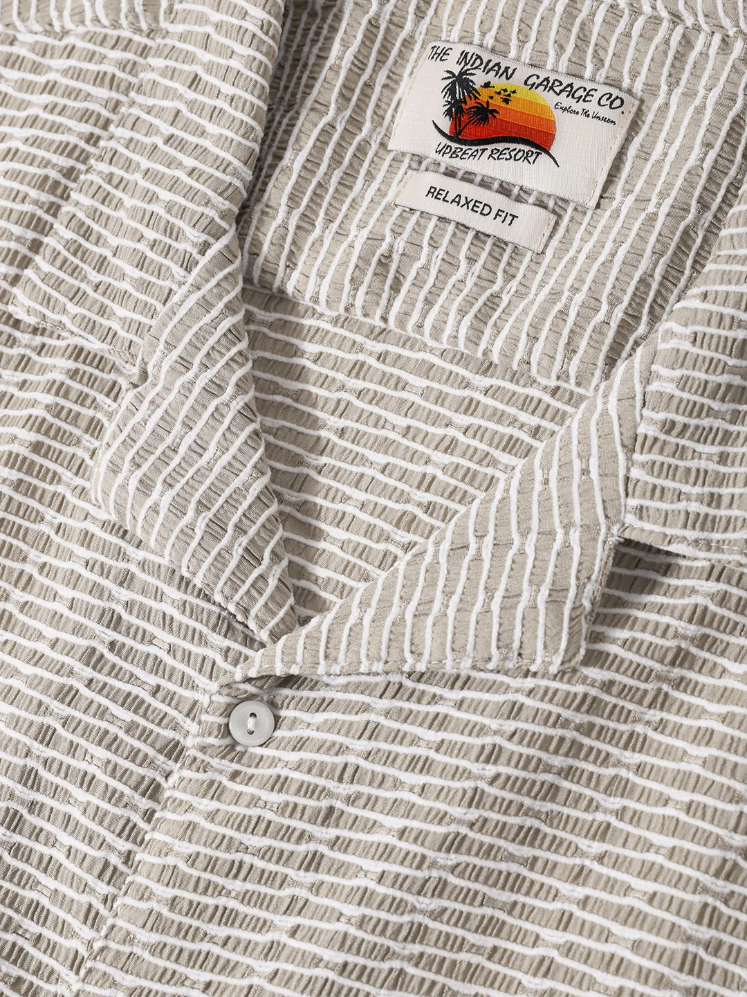 Men's Green Relaxed Fit Resort Wear Textured Shirt - Image 3