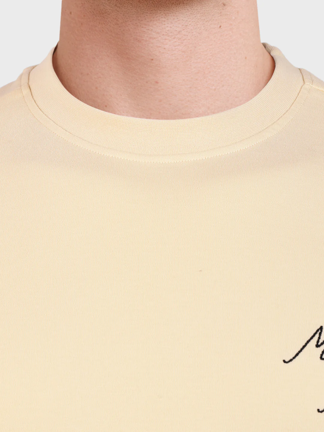 Men's Cream Relaxed Fit Embroidered Casual T-Shirt - Image 3