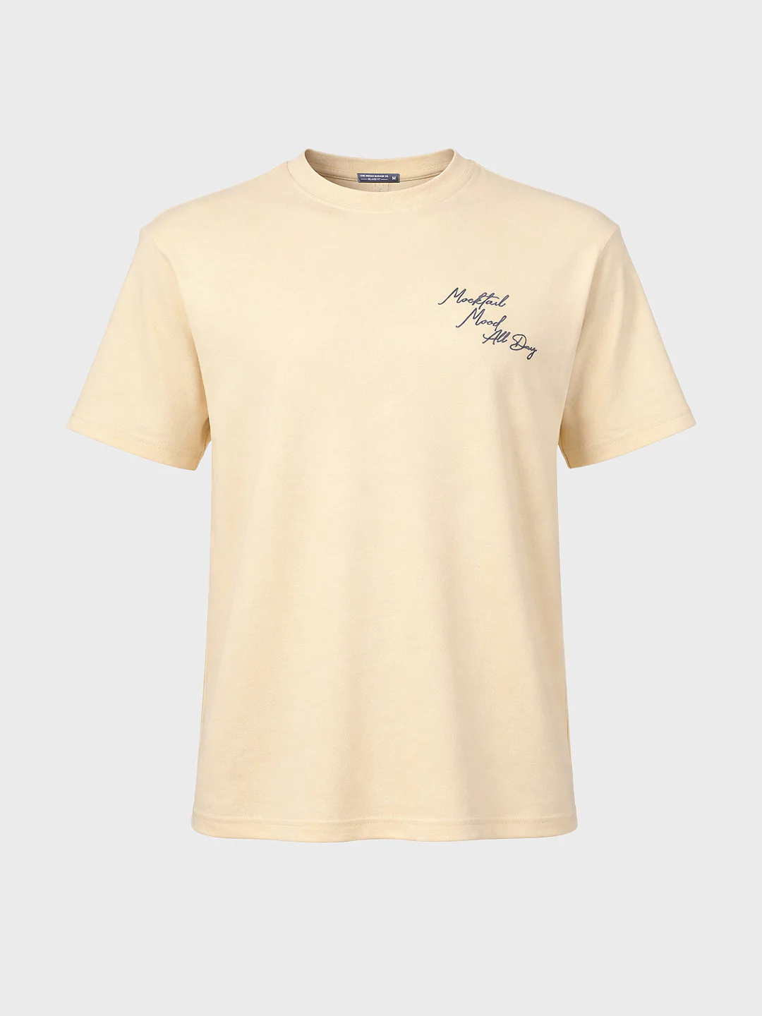 Men's Cream Relaxed Fit Embroidered Casual T-Shirt - Image 6