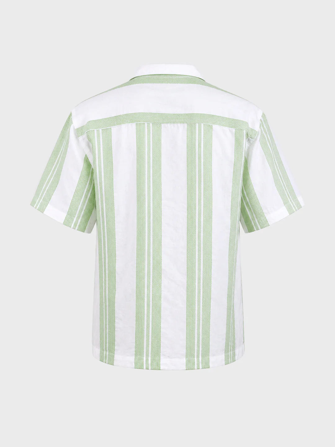Men's Green Relaxed Fit Striped Resort Wear Shirt - Image 7