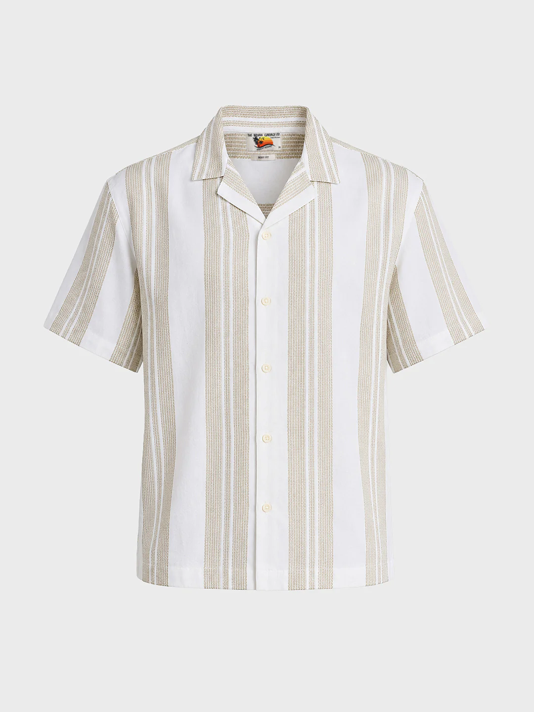 Men's Green Relaxed Fit Striped Resort Wear Shirt - Image 6