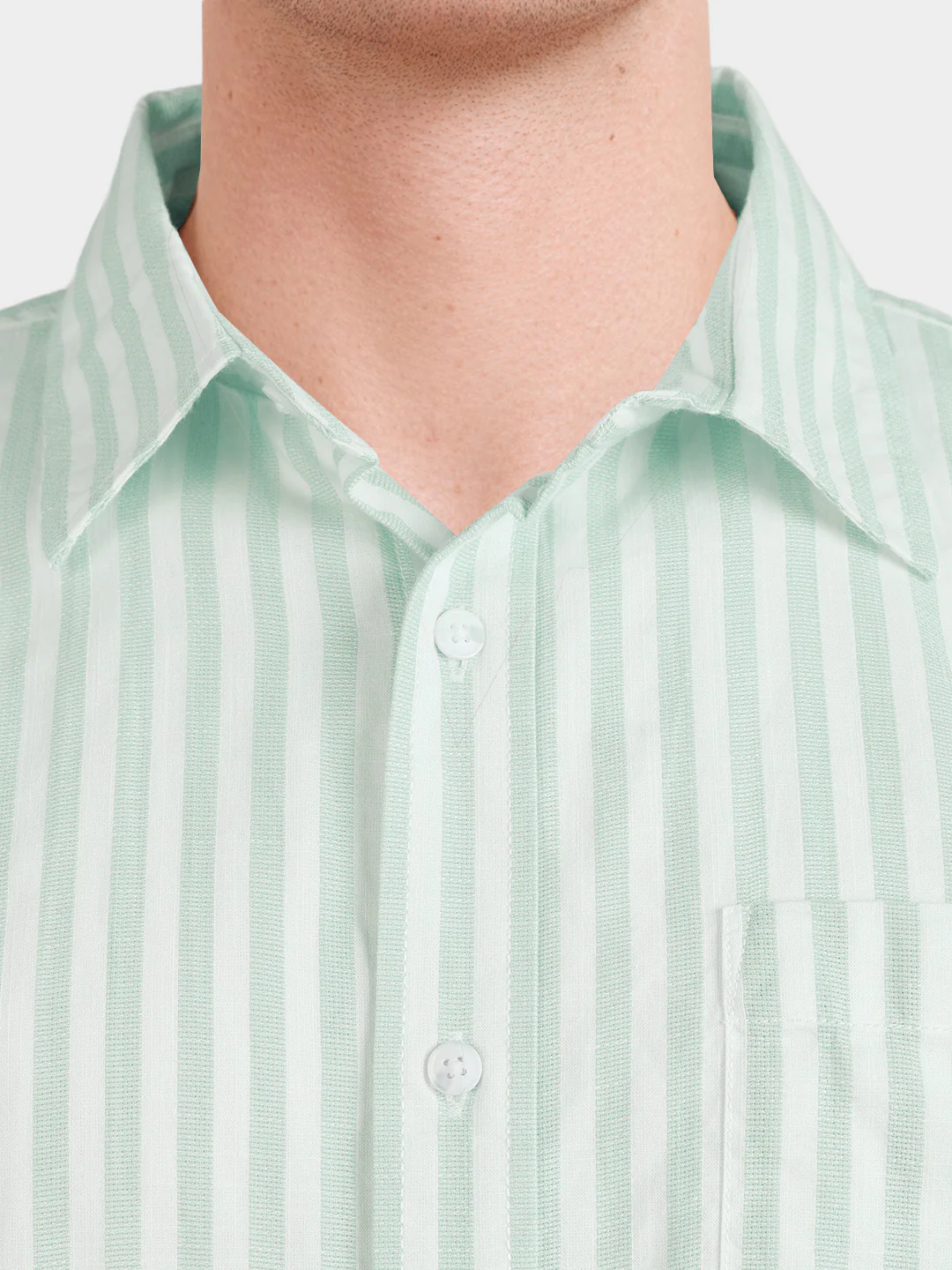 Men's Green Super Relaxed Fit Vertical Stripes Casual Shirt - Image 3