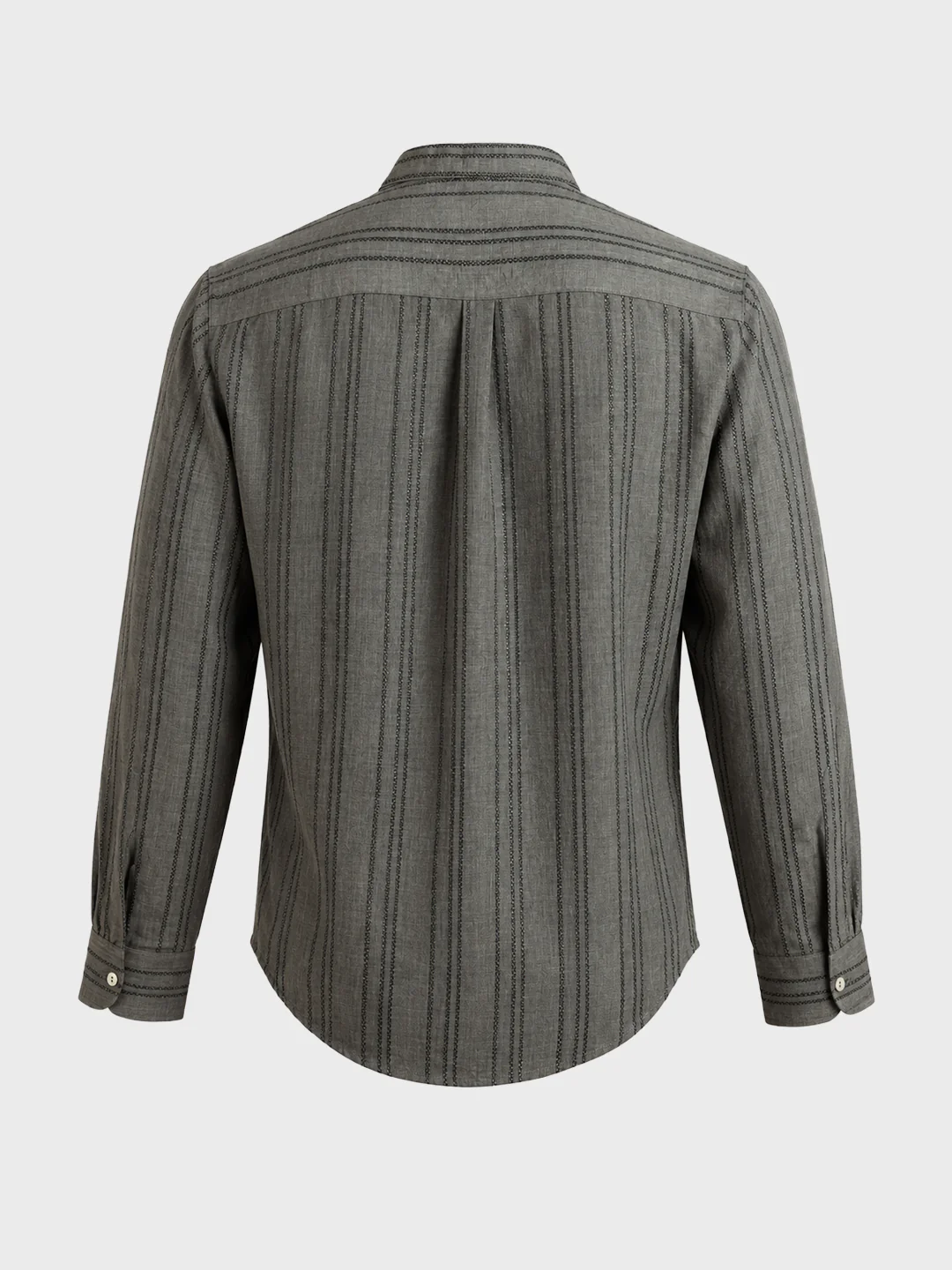 Men's Green Relaxed Fit Vertical Stripes Resort Wear Shirt - Image 7