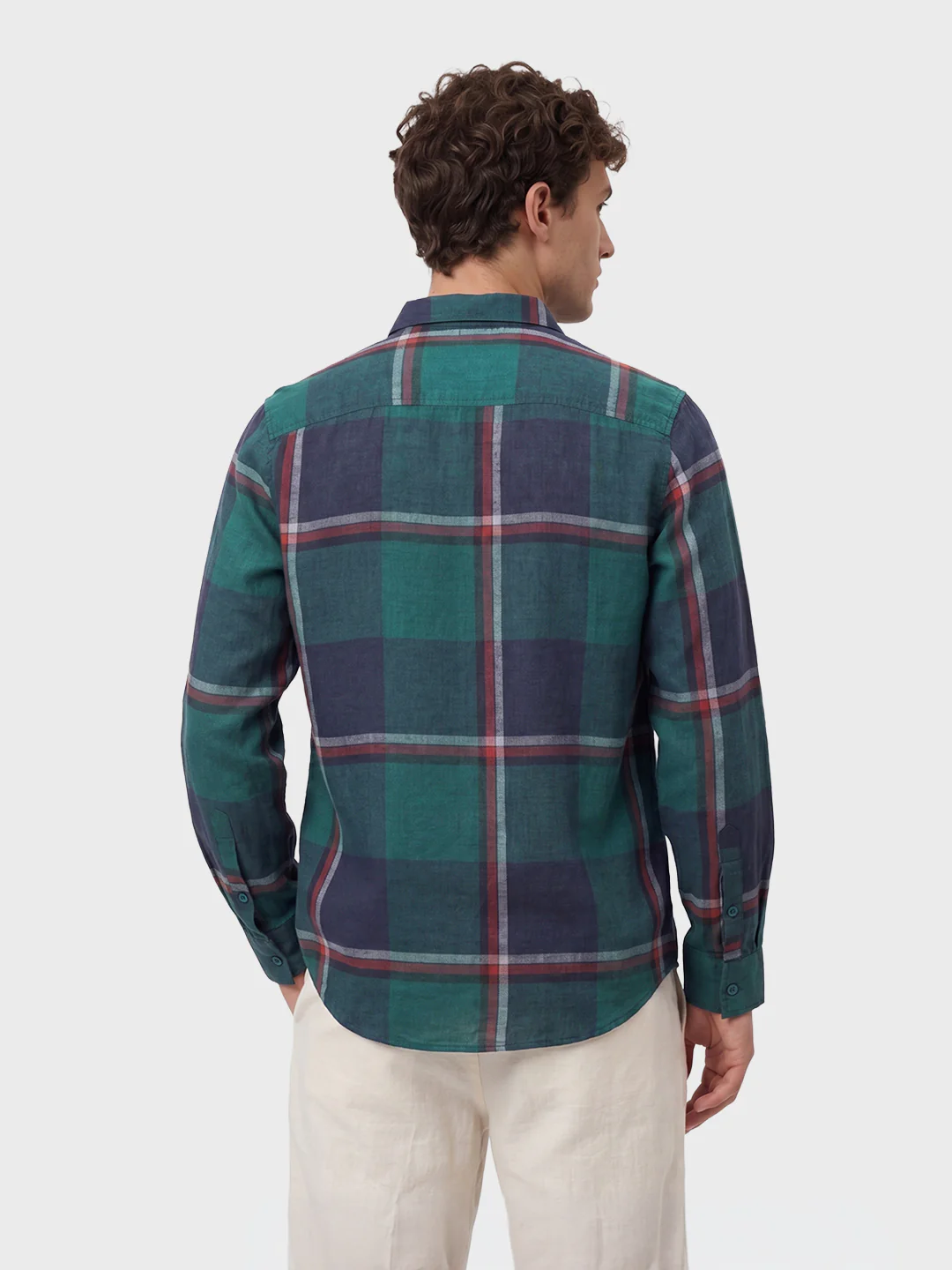 Men's Green Slim Fit Checked Casual Shirt - Image 5