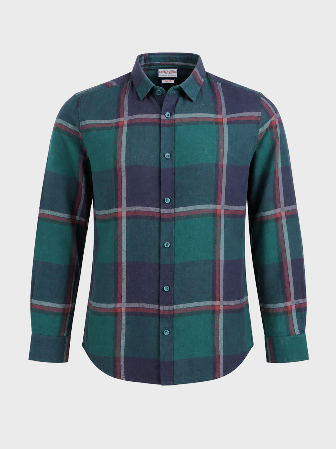 Men's Green Slim Fit Checked Casual Shirt - Image 6