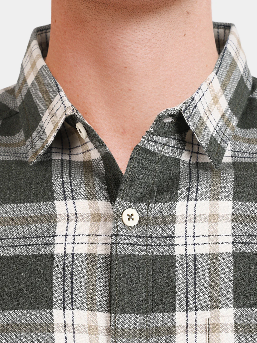 Men's Green Slim Fit Checkered Casual Shirt - Image 3