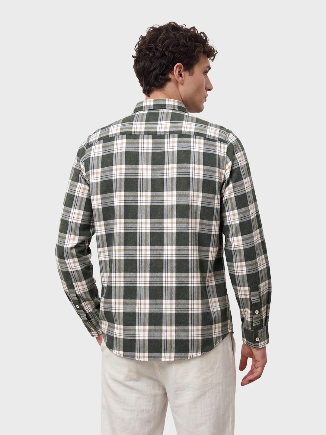 Men's Green Slim Fit Checkered Casual Shirt - Image 5
