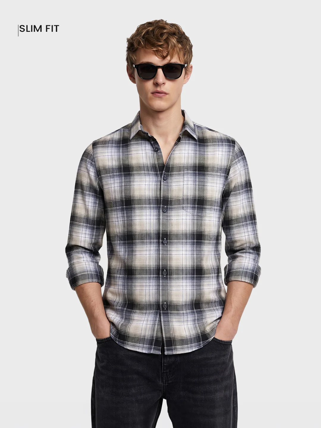 Men's Green Slim Fit Checkered Casual Shirt - Image 2