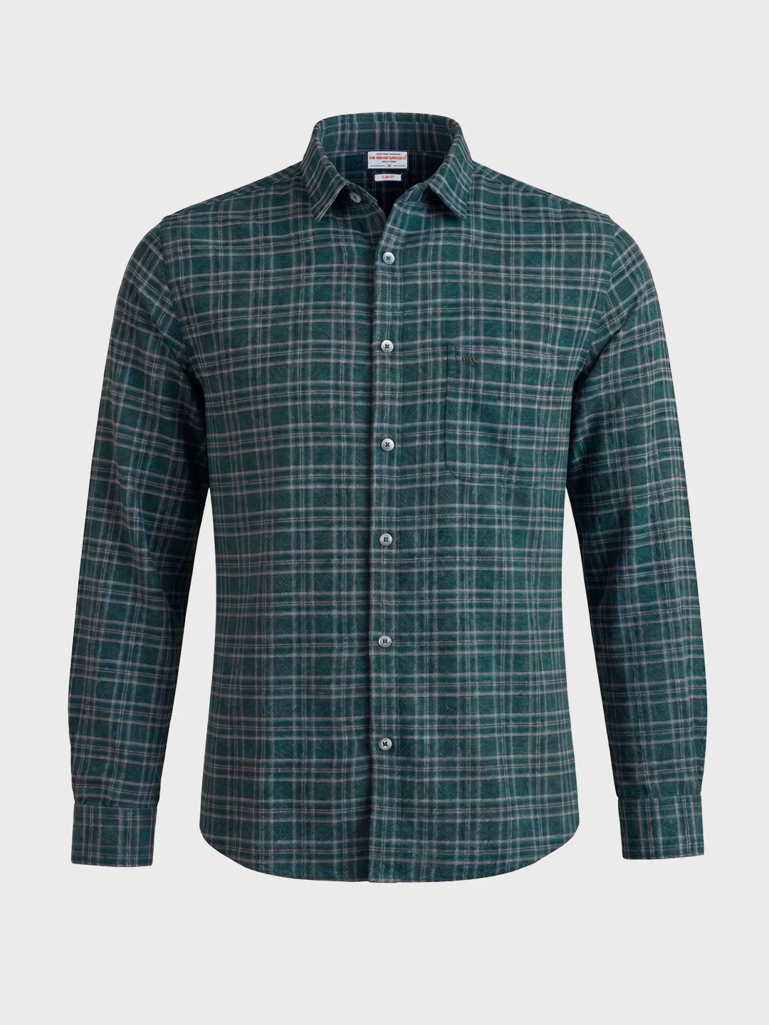 Men's Green Slim Fit Checkered Casual Shirt - Image 6