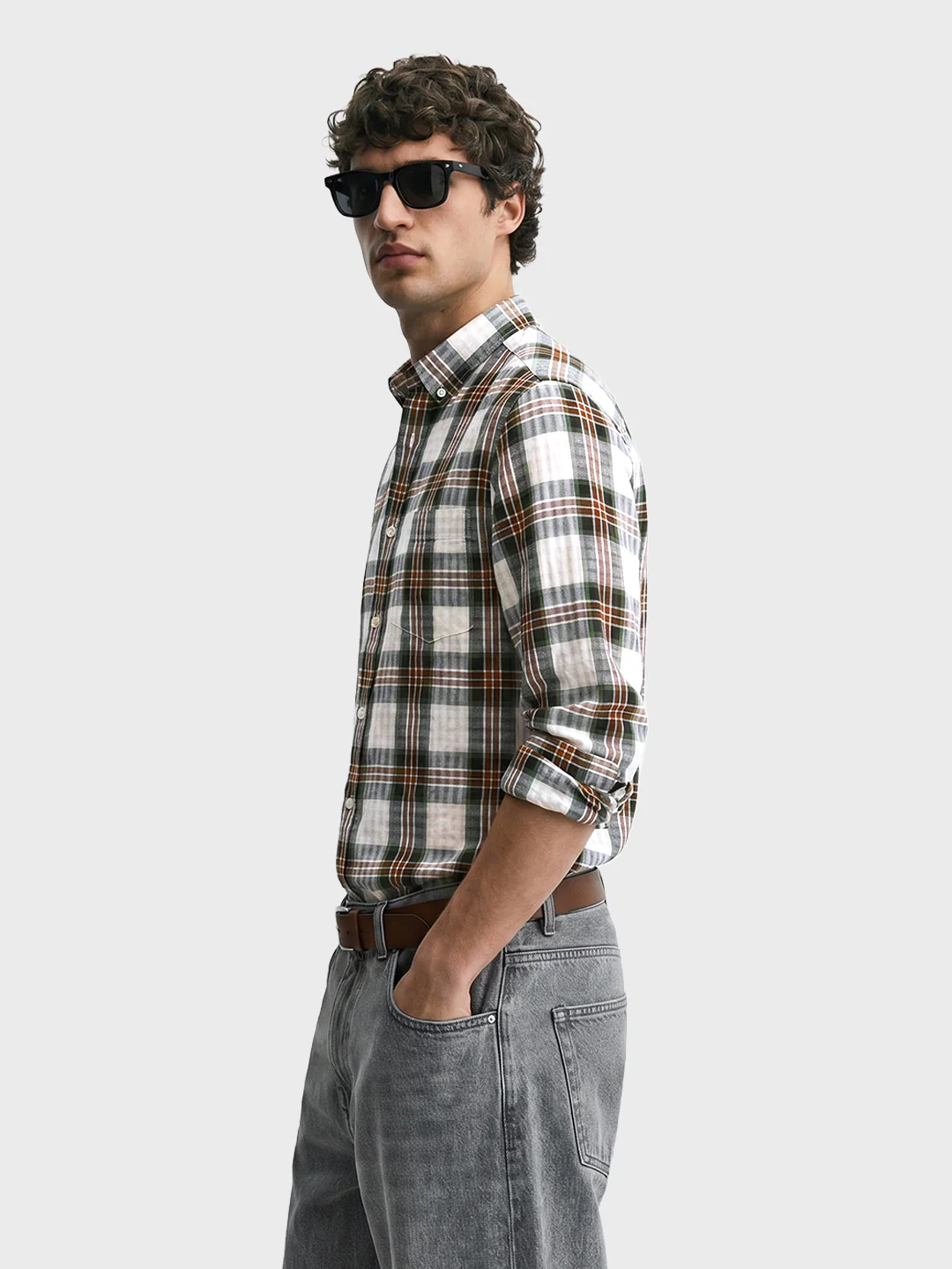 Men's Green Slim Fit Checkered Casual Shirt - Image 4