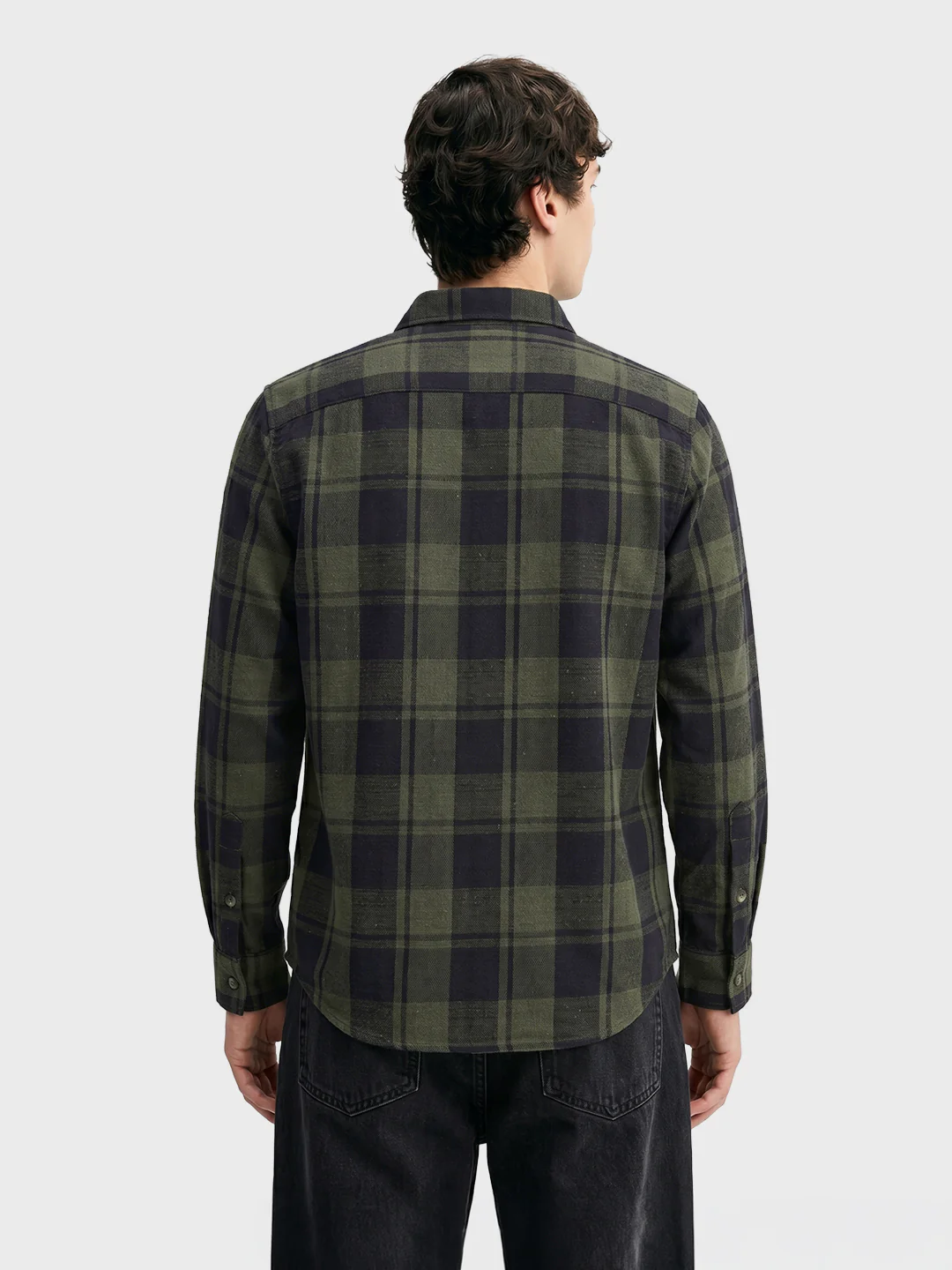 Men's Green Slim Fit Checkered Casual Shirt - Image 5