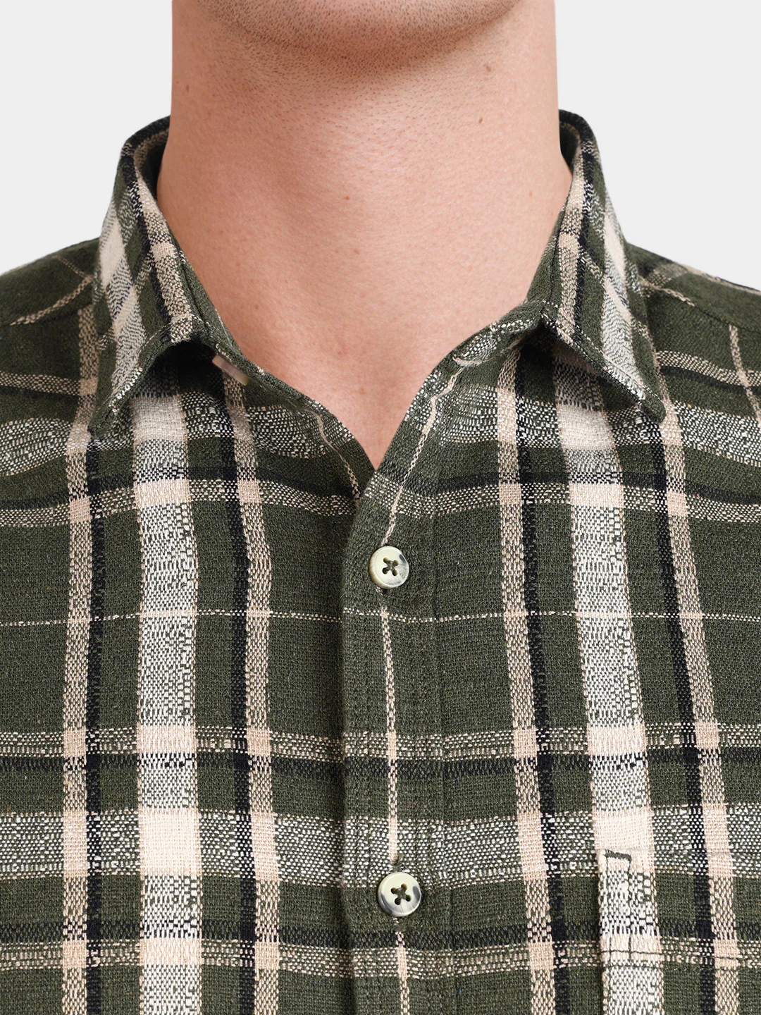 Men's Green Slim Fit Checkered Casual Shirt - Image 3