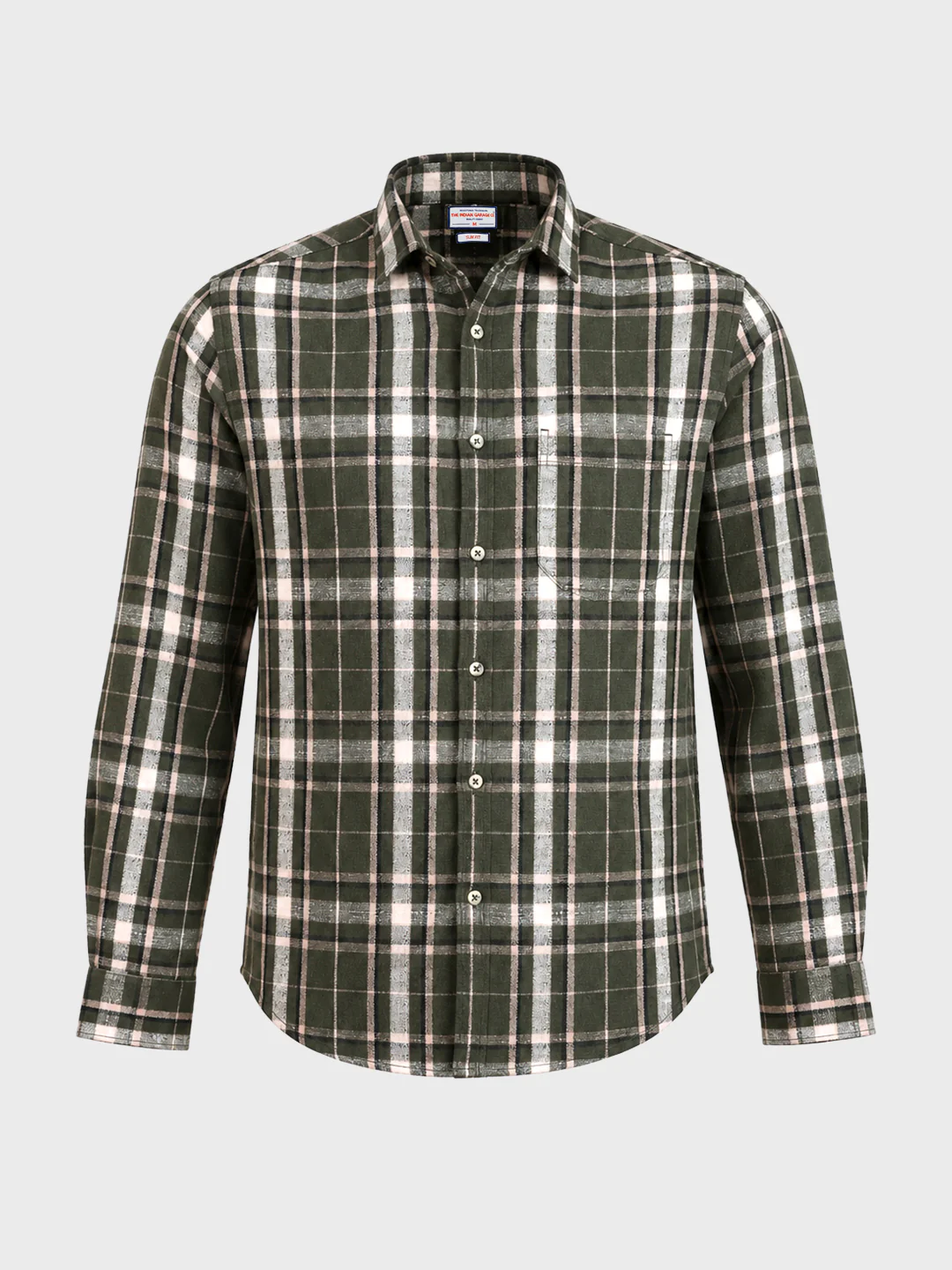 Men's Green Slim Fit Checkered Casual Shirt - Image 6