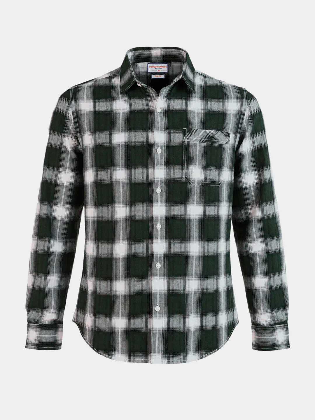 Men's Green Slim Fit Checkered Casual Shirt - Image 6
