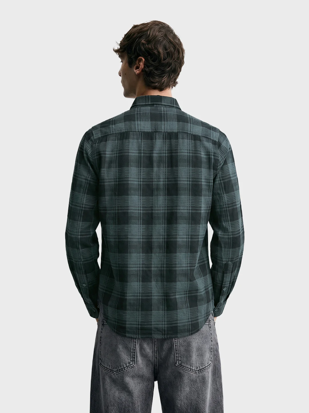 Men's Green Slim Fit Checkered Casual Shirt - Image 5