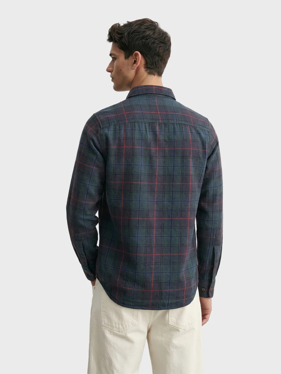 Men's Green Slim Fit Checkered Casual Shirt - Image 5